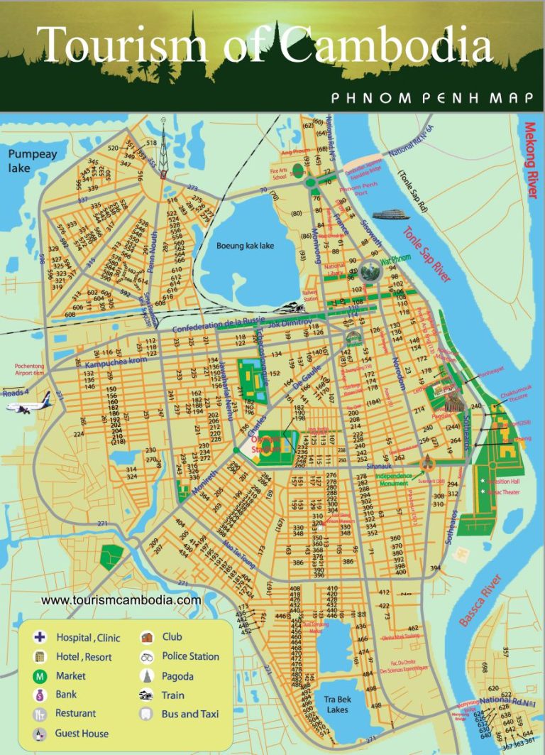 Phnom Penh Map - Siem Reap Shuttle Tours