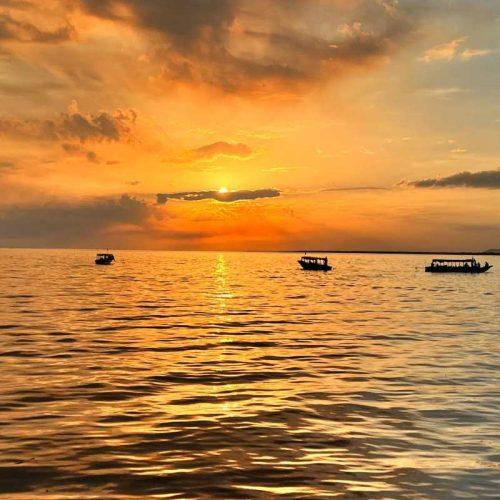 A peaceful sunset vibe on Tonle Sap Lake of 2-Day Lost City of Koh Ker, Beng Mealea & Floating villages Tour by siemreapshuttle.com
